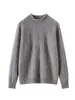 Suéter de Cashmere Estilo Relaxado Gola Meia-Alta Tricô Trançado para Mulheres, Suéter de Lã Grosso da Moda de Manga Longa, Top Base Solto