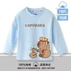 Camiseta de manga larga para niña, nuevo modelo primavera y otoño 2026, camiseta básica de otoño para niños, top con estampado de capibara para niños mayores 7