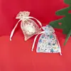 Nueva Bolsa de Regalo de Organza Navideña con Estampado de Copo de Nieve, Ciervo y Estrella, Bolsa de Regalo de Organza para Dulces