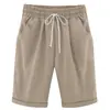 Sudeste Asiático Transfronterizo Primavera Verano Tallas Grandes Holgado Temperamento Casual Color Sólido Algodón Lino Cintura Elástica Pantalones de Cinco Puntos Comercio Exterior Al por Mayor