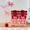 Conjunto de Decoração para Casamento e Noivado com Flores 3D, Caractere Dupla Felicidade, Enfeites de Flores Artificiais, Conjunto de Decoração Tendência para Quarto de Casamento e Atmosfera de Aniversário
