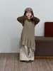 Conjunto de Tres Piezas para Niñas Otoño Nuevo Estilo Moda Coreana Camiseta Interior Chaleco de Punto de Moda Vestido Pantalones Casuales Simples Versátiles