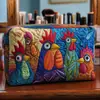 Bolso acolchado con patrón de pollito lindo transfronterizo, bolsa de cosméticos multifuncional, impresión digital, directo del fabricante