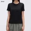 Camiseta Feminina Lisa de Manga Curta com Gola Redonda para Yoga, Corrida, Fitness - Confortável, Respirável, Casual, Solta - Top Esportivo D26072