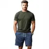 Top de verano para hombre transfronterizo estilo americano simple de secado rápido de manga corta versátil moda casual color liso cuello redondo moderno venta al por mayor