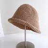 Sombrero de Pescador con Ala de Papel Washi Estilo Zg Japonés para Mujer, Sombrero de Punto Transpirable de Verano con Protección Solar, Sombrero Cubo de Moda, Sombrero de Sol