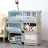 Caja de Almacenamiento de Juguetes para Niños con Apertura Frontal Caja de Almacenamiento de Snacks con Puerta Lateral con Ruedas y Tapa abatible de Patín Caja de Almacenamiento de Plástico para Ropa