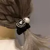 Nueva Camelia Perla Círculo Intestinal Pequeño Exquisita Cuerda de Diamantes Destellantes Amorosa Cuerda para Cabello Cola de Caballo de Chica Dulce Elegante