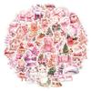 Paquetes Transfronterizos de 50/100 Piezas de Pegatinas Navideñas Estilo Nórdico Rosa, Pegatinas Decorativas Impermeables para Vasos de Agua, Pegatinas Festivas