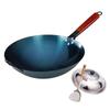 Wok de Hierro Auténtico Tradicional sin Recubrimiento para Chef, Sartén Azul Antiadherente de Fondo Redondo para Hogar