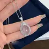 Nuevo Estilo Chino ~ Collar de Calcedonia Natural Alta Hielo Huevo de Ágata Forma Huevo Cadena de Clavícula Transparente Hielo Alto Gama Accesible Lujo Nicho