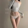 "Lg" Poesía Crepuscular* Sexy Ribete de Encaje Estilo Francés Transpirable Realzador de Cadera Tira Fina Panties Triángulo de Deseo Puro para Mujeres