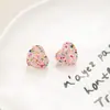 Pendientes Redondos de Resina Color Dopamina con Forma de Corazón y Cierre de Plata, Lindos, Frescos, con Carácter, Simples, de Gama Alta para Mujeres