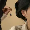 [Qingchuan Yao] Nuevos Pendientes de Borlas Estilo Chino para Mujer, Pendientes Verdes Estilo Retro, Estilo de Nicho de Lujo Ligero, Pendientes Largos