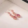 Yuebao Joyería Turmalina Plata de Ley S925 Chapado en Oro Rosa Corte Espiga Pendientes de Gama Alta Nicho Joyería de Plata