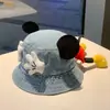 Sombrero de Pescador para Mujer Nuevo Dibujos Animados de Mickey Lindo Sombrero de Estudiante Estilo Coreano Ins Orejas Adorable Versátil Sombrero de Pescador de Celebridad de Internet