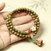 Sándalo Verde 8mm Bucle Doble Cuentas Budistas de Oración Colgante de Vaina de Loto Estilo Simple Pulsera Cultural para Mujer Accesorios Regalo
