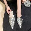 Mules de Verano Nuevos para Mujer Estilo Coreano Calados con Punta, Zapatos Perezosos sin Cordones con Tacón Grueso, En Stock