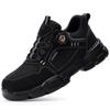 Zapatos de protección laboral con hebilla inteligente negra anti-aplastamiento anti-perforación para hombre, resistentes a las manchas, ligeros, cómodos, zapatos de protección, venta al por mayor