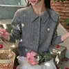 Cardigan Feminino 26 Outono/Inverno Novo Estilo Todo Lã Gola Lapela Tricô Trançado Bordado Solto Tricô Redutor de Idade Peça de Roupa Exterior Top
