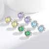 Brincos de Tarraxa Coloridos em Formato de Trevo com Corte Rosa e Diamante de Alto Carbono Brilhante, Brincos de Trevo da Sorte para Transmissão ao Vivo