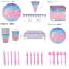 Nuevo Patrón de Escamas de Pez Degradado Rosa Azul Suministros para Fiesta Bandeja de Papel de Sirena Mantel La Bandera Accesorios para Decoración de Sitio