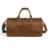 Bolso de mano transfronterizo de cuero vacuno de primera capa para fitness y viajes, bolso de hombro y cruzado de cuero genuino con compartimento para zapatos, bolso de viaje vintage de cuero crazy horse