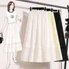 Vestido de verano para mujer talla grande para damas talla grande, estilo francés dulce de encaje calado línea A falda larga con cintura alta y dobladillo ancho