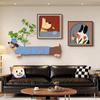 Pintura Decorativa para Sala de Estar de Arte de Nicho, Plantas Verdes Simuladas, Pintura para Pared de Fondo de Sofá, Pintura Divertida de Dibujos Animados para Colgar en la Habitación de Niños