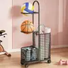 Estante de almacenamiento para equipo de fitness, cesta de almacenamiento para colchonetas de yoga, carrito con ruedas para el hogar, organizador de almacenamiento para raquetas y baloncesto