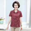 Temperamento de moda de mãe de meia-idade e velha 2023 Camisa de manga curta feminina de verão nova camisa floral da vovó