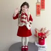 Conjunto de Vestido Chaleco Estilo Chino para Niñas, Nuevo Modelo Invierno 2026, Atuendo Festivo de Año Nuevo para Niños, Ropa de Año Nuevo para Bebés