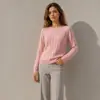 Suéter clásico de cachemira tejido en punto de ochos para otoño e invierno, de manga larga, cuello redondo, jersey, capa interior para mujer, suéter de cachemira para mujer