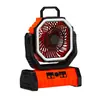 Ventilador portátil recargable para camping al aire libre con iluminación LED, potente potencia de viento, se puede colgar o colocar de pie