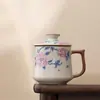 Taza de Té Horno Ru Taza Personal para Oficina Vintage Individual con Tapa Taza de Cerámica con Grieta Abierta Set de Regalo Empresarial
