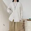Ropa Retro para Hombre Japonesa Camisa Rayada de Primavera y Otoño Manga Larga Casual Retro Holgada Moderna Camisa Hombres y Mujeres