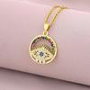 Collar con Colgante de Ojo de Circonita Micropavé de Oro Real de 18K Chapado en Cobre para Niñas, de Alta Gama, Elegante, Cadena de Clavícula de Acero de Titanio