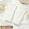 Guantes de Punto Estilo Coreano Guantes de Lana para Ciclismo para Otoño e Invierno, Guantes Cálidos Largos de Cinco Dedos con Pantalla Táctil
