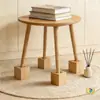 Pads de Elevação para Móveis Conjunto de 4 Peças Buraco Redondo Pés de Mesa Pés de Armário Blocos de Elevação para Móveis Madeira Maciça Ranhurada Elevação de Pés de Cama