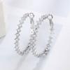 Pendientes Elle Mosha de cobre, circonita, oro blanco, diamantes, elegantes y sencillos, estilo retro, elegantes, con anillo de nicho para mujer.