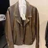 Chaqueta de Cuero con Solapa Estilo Motero Fresco Estilo Coreano Fan Sun Xh Dongdaemun Otoño Nueva Chaqueta con Cremallera de Color Sólido para Mujer