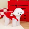 Ropa para Perros para Teddy, Pomerania, Schnauzer, Ropa para Mascotas, Rojo Festivo, Otoño e Invierno, 24 Chalecos Rayados de Año Nuevo