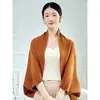 Chal capa de alta gama para mujer con mangas de murciélago, abrigo casual de otoño e invierno estilo cheongsam, cárdigan abrigo suéter tejido