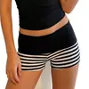 Pantalones Cortos Rayados de Bloques de Color de Cintura Baja para Mujer, Ajustados, que Resaltan las Caderas, Casuales, de Verano 2026