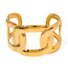 Pulsera de Acero Inoxidable Europea y Americana para Mujer Líneas Geométricas Asimétricas Pulsera con Corte de Hoja Conjunto Transfronterizo Joyería de Oro de 18 Quilates
