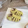 Sandalias Birkenstock estilo coreano para niños para primavera y verano, zapatos romanos de tejido mate para niñas, zapatos de playa de corcho cerrados para niños