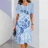 2024 comércio exterior transfronteiriço nova roupa feminina fera marinha impressão digital 3D verão elegante manga curta saia moda venda quente explosão