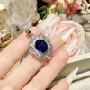 Joias Camélia Transfronteiriça Novo Natural Imitação Azul Tesouro Pingente conjunto Luxo Totalmente Diamante Design de Indústria Pesada Anel Tesouro Colorido