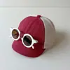 Gorro de Bebé de Verano, Gorra de Béisbol Delgada con Gafas de Sol para Niños y Niñas, Sombrero de Sol de Malla para Bebés y Niños, Gorra de Pico Moderna