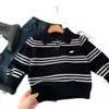 Suéter Masculino Bangcheng 2026 Inverno Novo Estilo Coreano Infantil Listrado Gola Polo Tricô Top de Inverno para Meninos